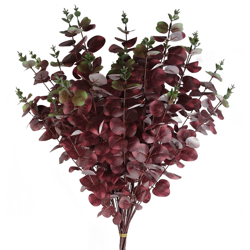 Pack of 6 Artificial Eucalyptus Foliage, 100 cm x 20 cm, Red/Green