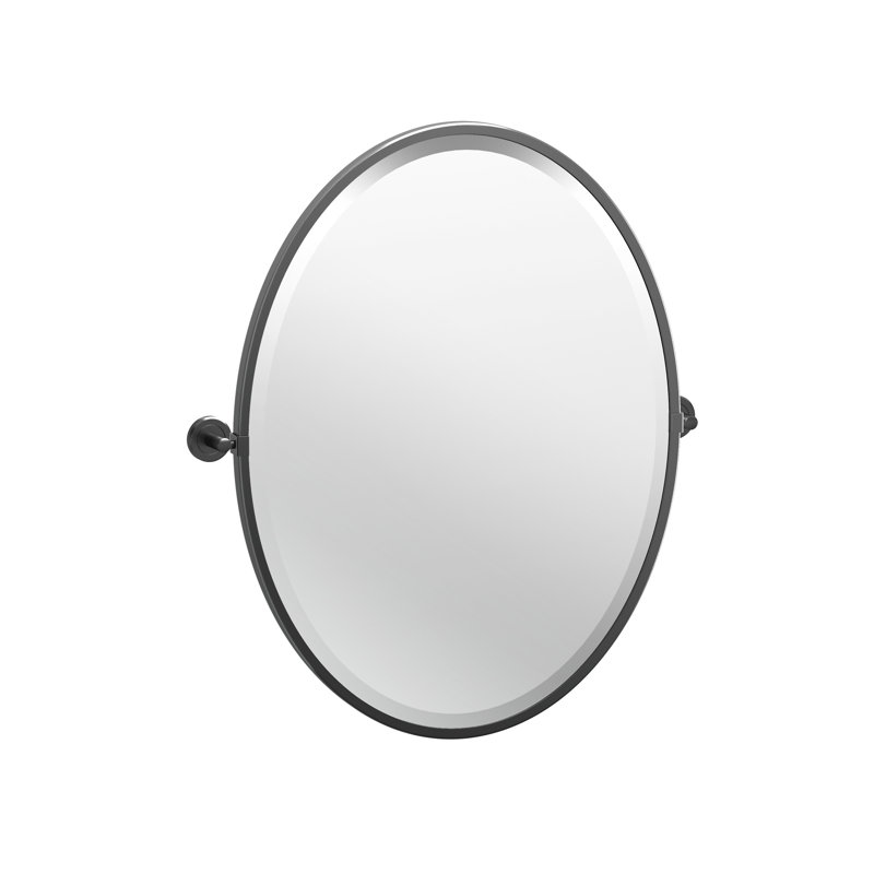 Miroir de salle de bain mural avec cadre Latitude Latitude | Miroir mural pivotant (inclinable) et biseauté, Noir mat