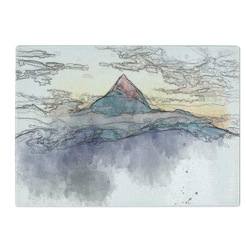 Tempered Glass Peak of Fishtail Mountain Chopping Board, 39 cm W x 28.5 cm L