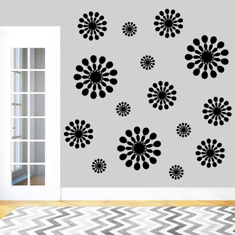Abstract Non-Wall Damaging Wall Decal, Black