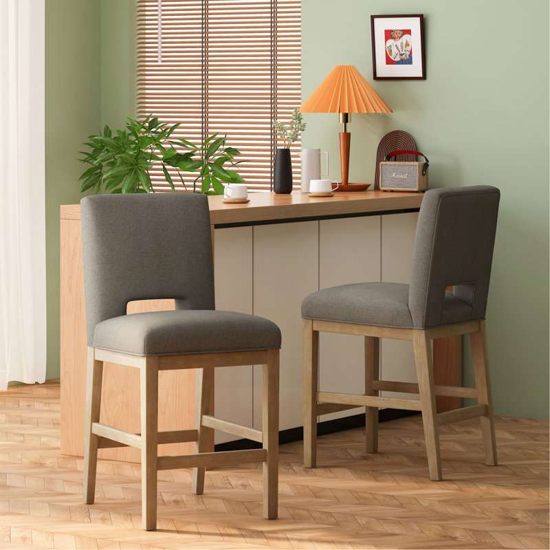 Tabouret de comptoir, ensemble de 2, tissu, Gris, Tabouret de comptoir (siège d'une hauteur de 27 p