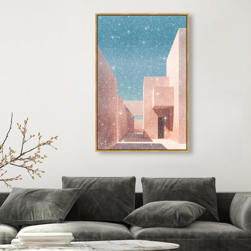 Structured Pink II Print by Oliver Gal, 25"H x 17"W, Gold Floater Frame