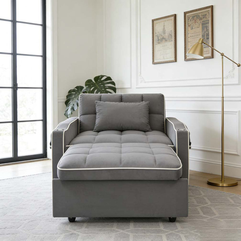 1 canapé-lit pliable polyvalent en 3 longueurs, Gris foncé