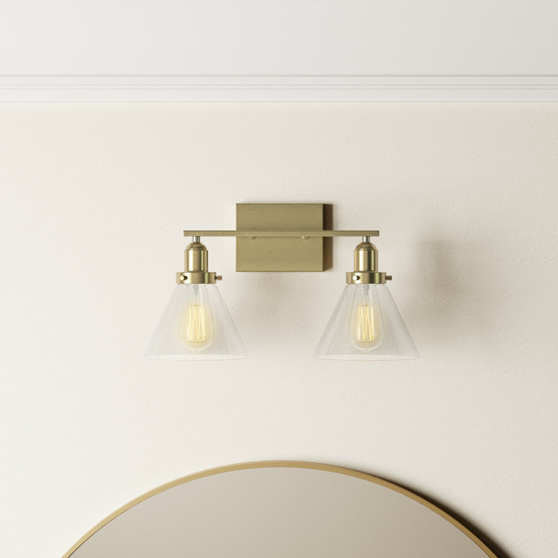 Catalina 2 Light Transparent Dimmable Vanity Light, Warm Brass