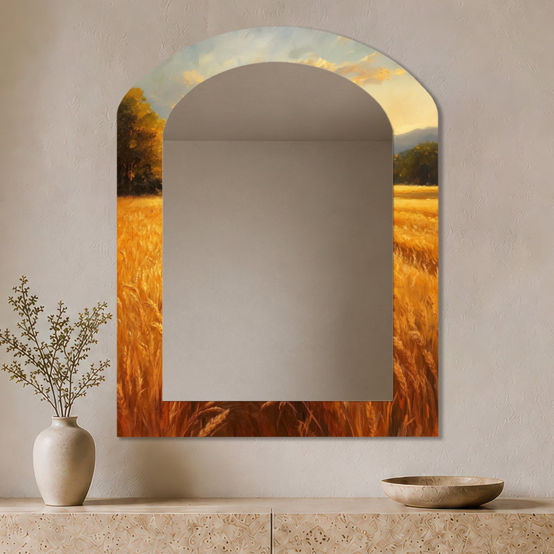 Miroir mural Cottage - Golden Harvest Field, impression sur métal, 43" x 33"