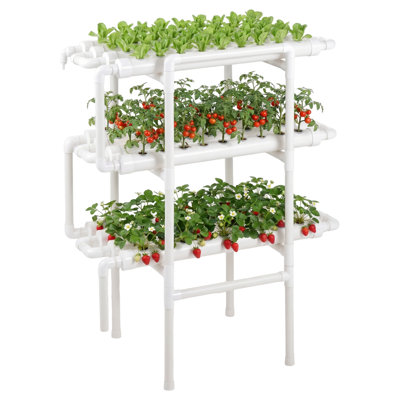 Hydroponics Growing System Kit, 3-Tier 108 Sites UPVC Pipe Hydroponic Grow Kit with Timed Irrigation, Thickened Hydroponic Pipes, Indoor Home Garden Vegetable Planting Grow Kits for Fruit Herb