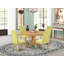 L'ensemble de mobilier de salle à manger 7 pièces se compose d'une table ovale en bois avec feuille papillon et de 6 chaises parsons Limelight en tissu de lin, chêne-420242095-421326287-471855476