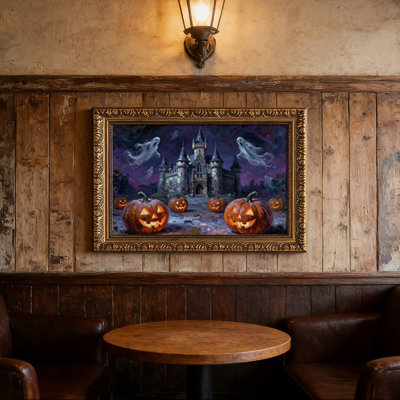 Cadre mural rétro Haunted Castle Ghost (1) - cadre décoratif doré pour art.