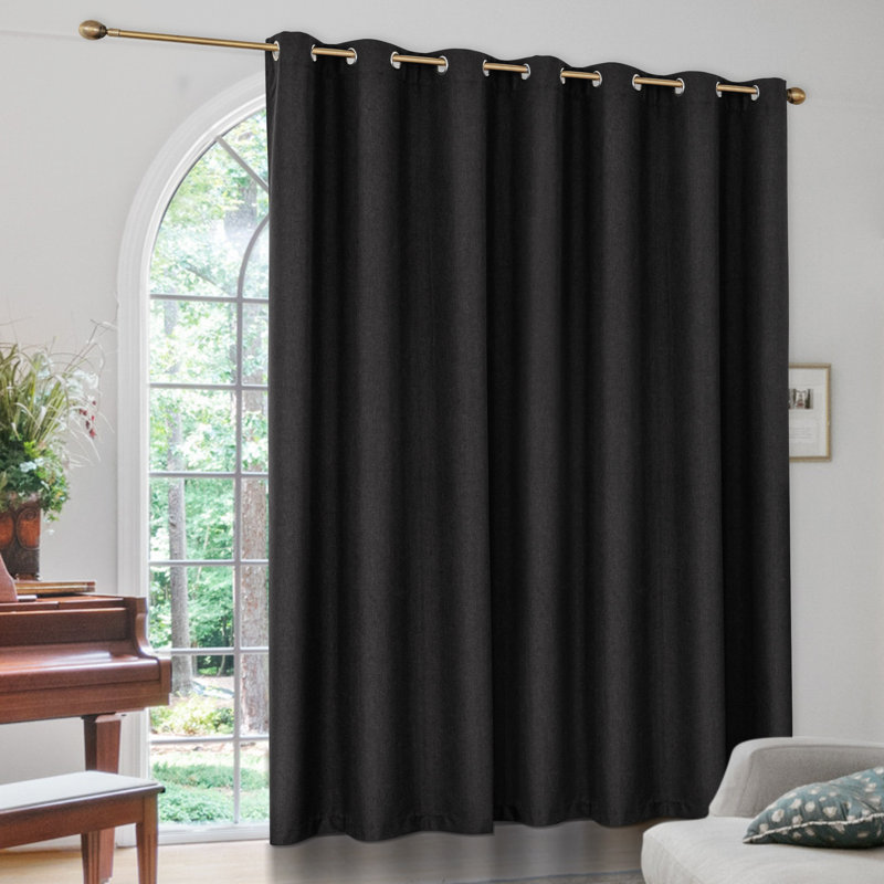 Panneau de rideau de porte de patio coulissant 100% occultant, L 100 po x L 84 po, Noir