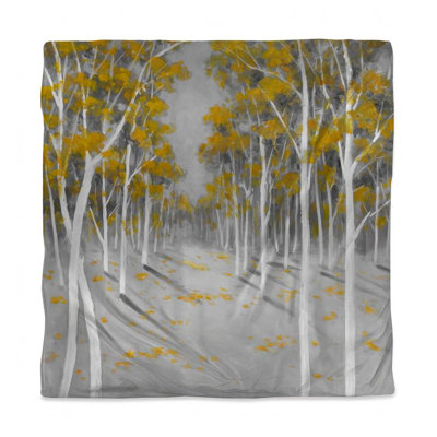 Yellow Birch Forest Gray Trees Duvet Cover - Bedroom Decor