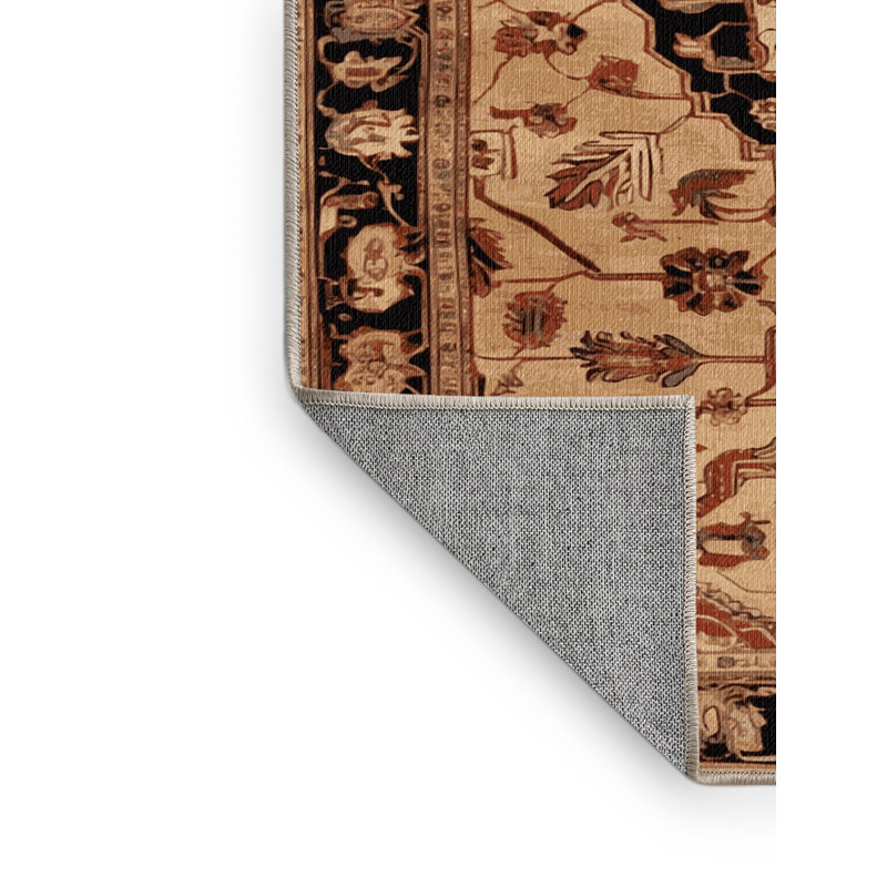 Tapis brun lavable à la machine, Rond 5 pi