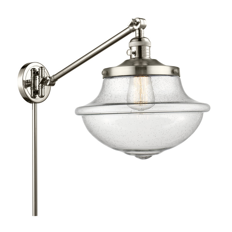 Bras articulé à intensité variable à 1 lumière Theresa, Ampoule incandescente rétro de 60 watts, Grainé, Nickel poli