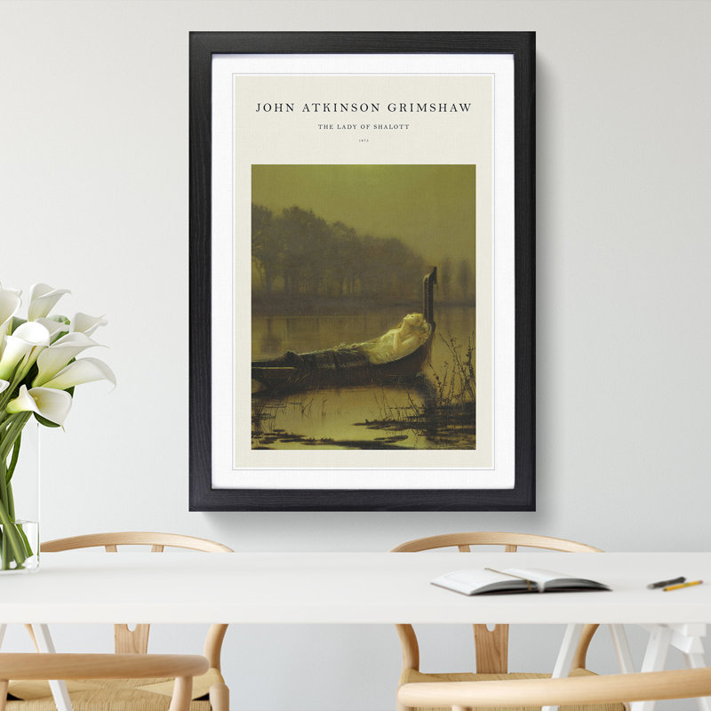 The Lady Of Shalott by John Atkinson Grimshaw - Picture Frame Painting, 36cm H x 27cm W x 2cm D, Black Framed