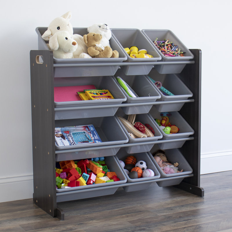 Organisateur de jouets avec bacs Rafael, Espresso/gris