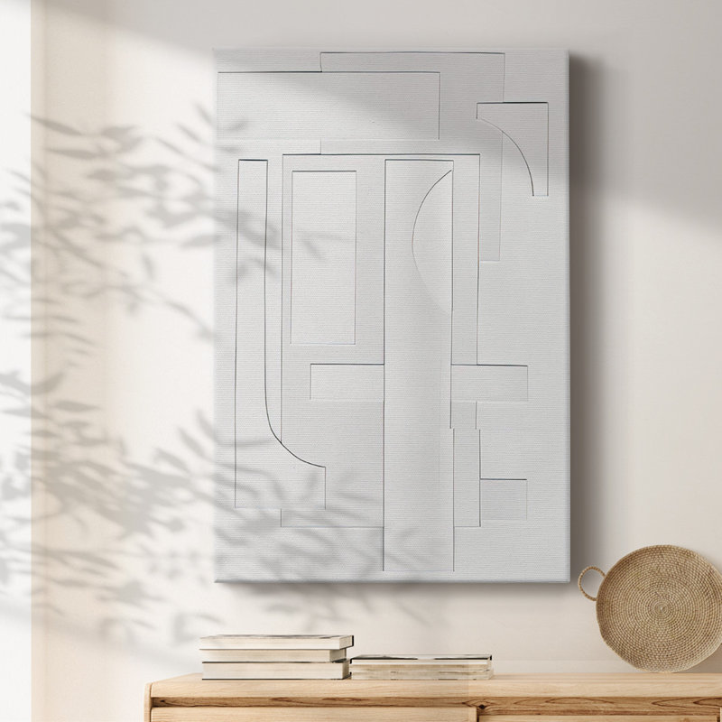 White Geometric I Framed On Canvas Print