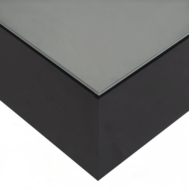 Table basse carrée ultrabrillante carrée avec 16 lumières à DEL de couleur, Noir