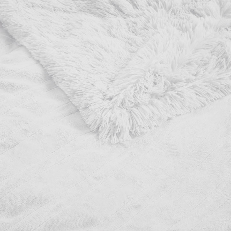 Jeté chauffant en fausse fourrure Serta Malea, Blanc