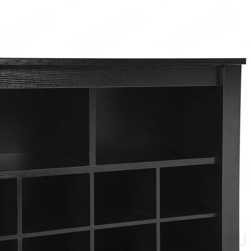 24" Shoe Cubby Console, Curved Base - Black