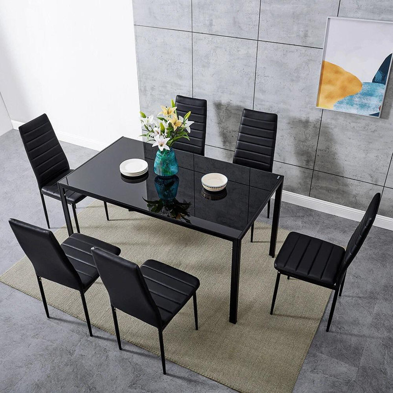 6 - Person Dining Set, Black