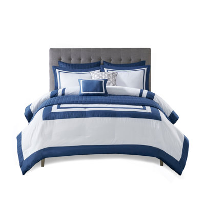 8 Piece Comforter And Quilt Set Collection Navy Full/Queen