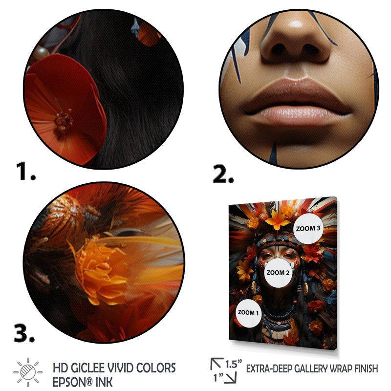Yance orange amérindien Yance Essence IV, Cadre photo noir, H 44 po x l 34 po x P 1,5 po