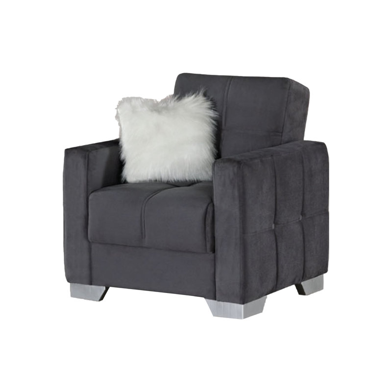 Fauteuil en polyester 35 po Danail, 100% polyester gris