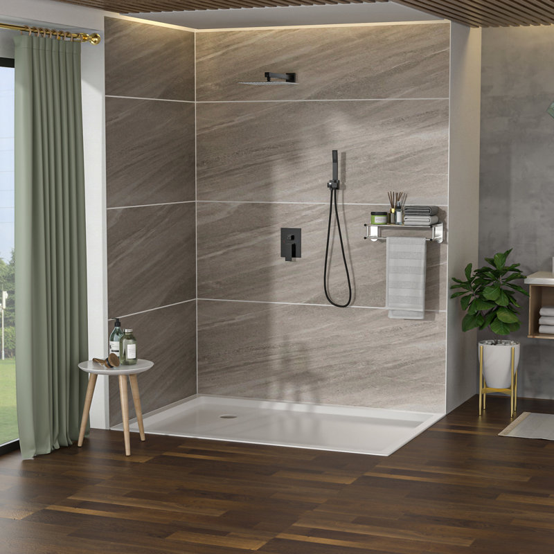 Dual Shower Head - 12 Inch Square, Matte Black, 360 Adjustability Square Black With Function