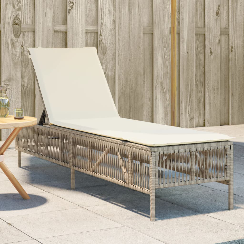 Vidaxl Sonnenliege Mit Auflage Braun Poly Rattan