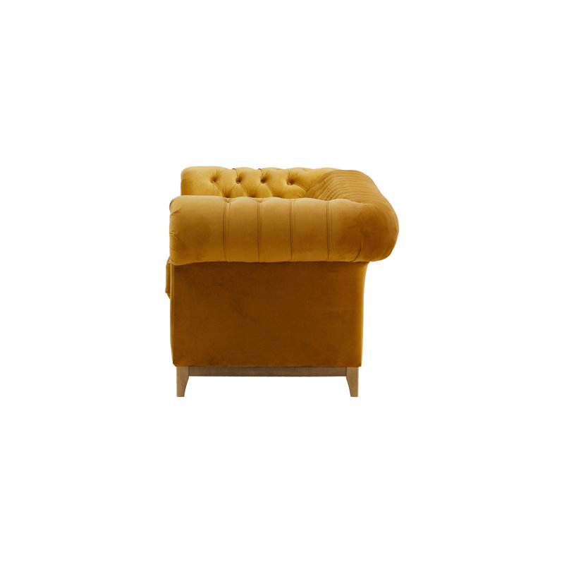 Fryar Velvet Sofa, 2, Oak, Mustard
