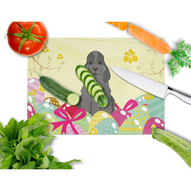 The Holiday Aisle Saroyan Glass Cocker Spaniel Cutting Board, Black