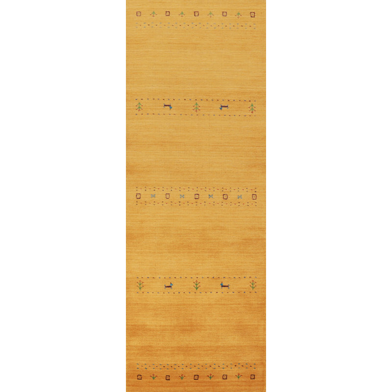 Tapis jaune tribal Gabbeh 3 x 10