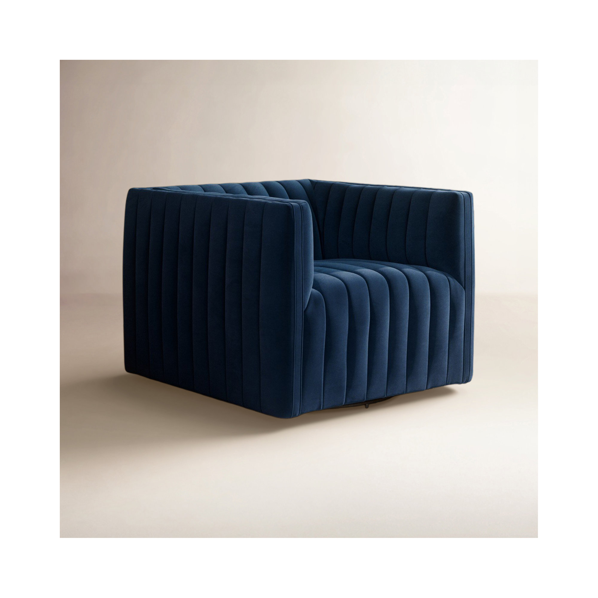 Brandt Swivel Armchair, Sapphire Navy Polyester Blend