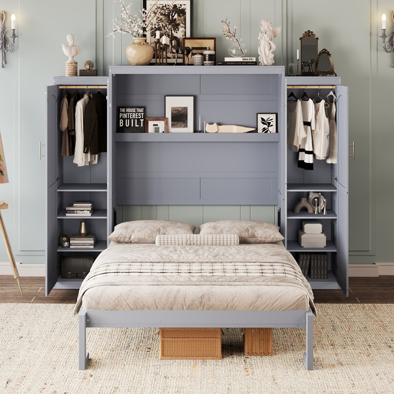 Armoire avec armoires Murphy, Plein, Gris