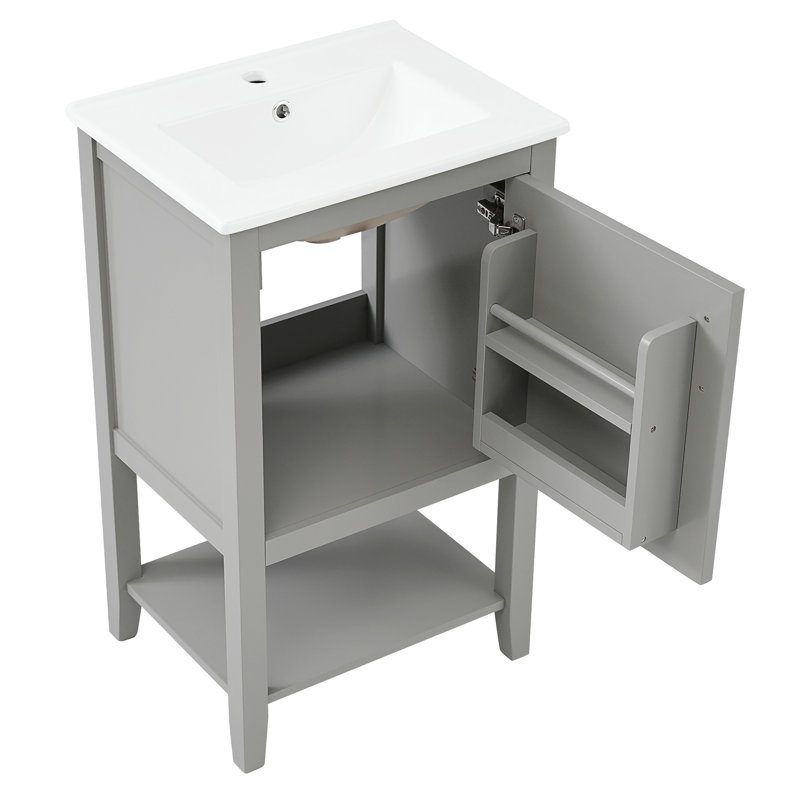 Meuble-lavabo de 20 po avec lavabo, Gris