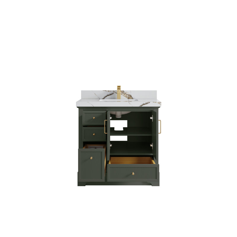 Meuble-lavabo simple 36 po avec plateau en quartz Alys