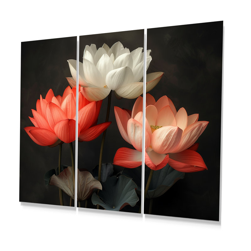 Cowger - Ensemble de décoration murale Lotus, Métal métal, H 28 po x l 36 po x P 1 po