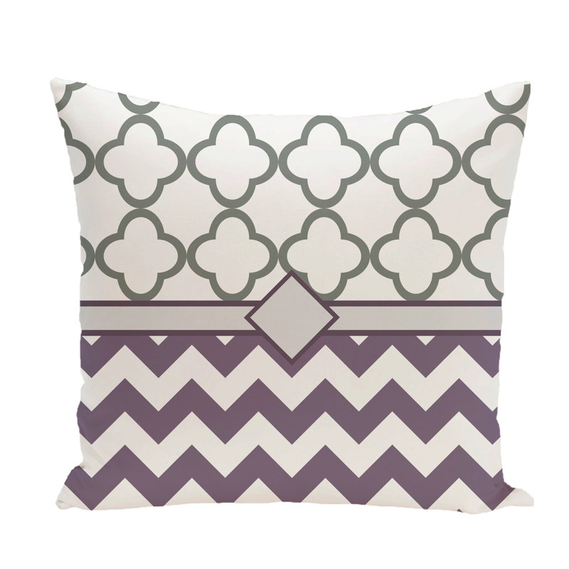 Reversible Throw Pillow, 16" H x 16" W x 1" D, Grey-Purple