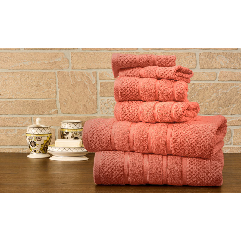Ensemble de 6 serviettes en coton égyptien, Corail