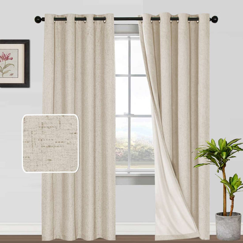 Paire de rideaux occultant 100% Dawain, L 52 po x L 96 po, Sable blanc