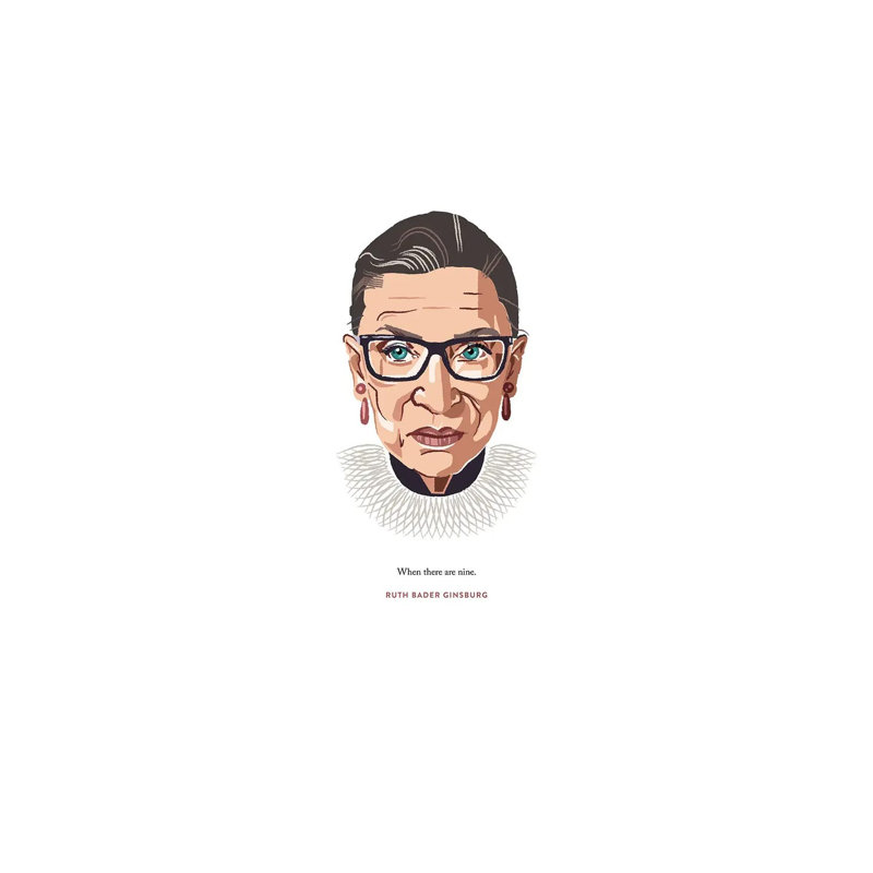 RBG When There Are Nine Illustration by Holly Van Wyck - Print on Canvas, Wrapped Canvas, 45.72cm H x 30.48cm W x 1.91cm D