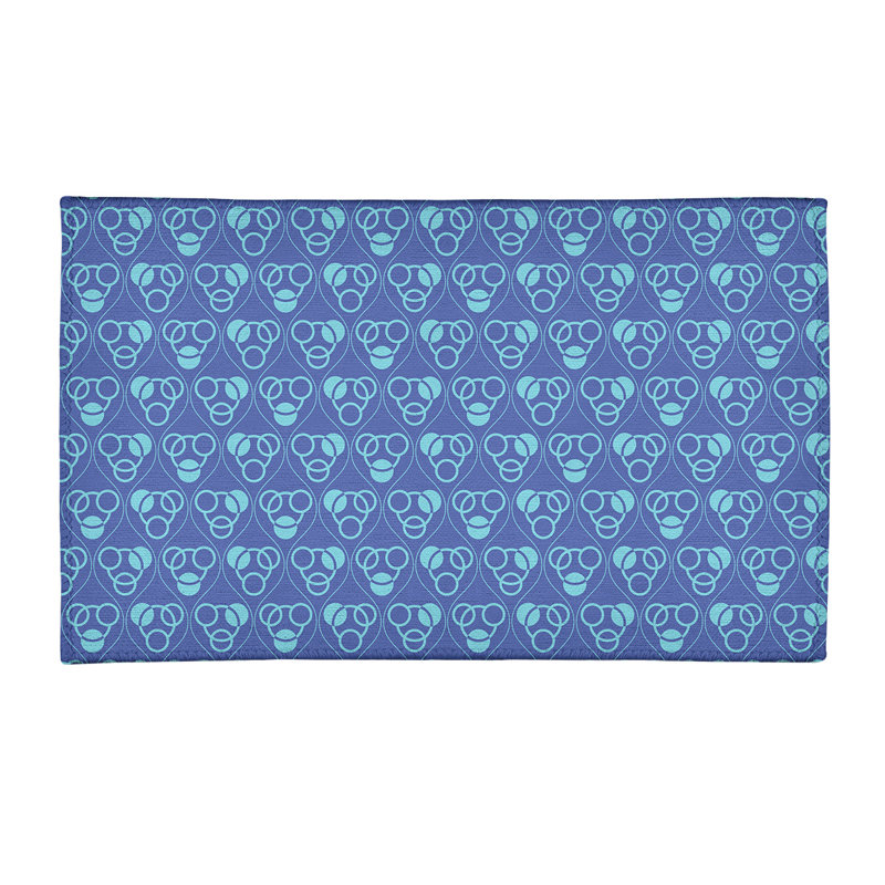 Tapis bleu/bleu ciel cercles et vagues, Rectangle 2 pi x 3 pi