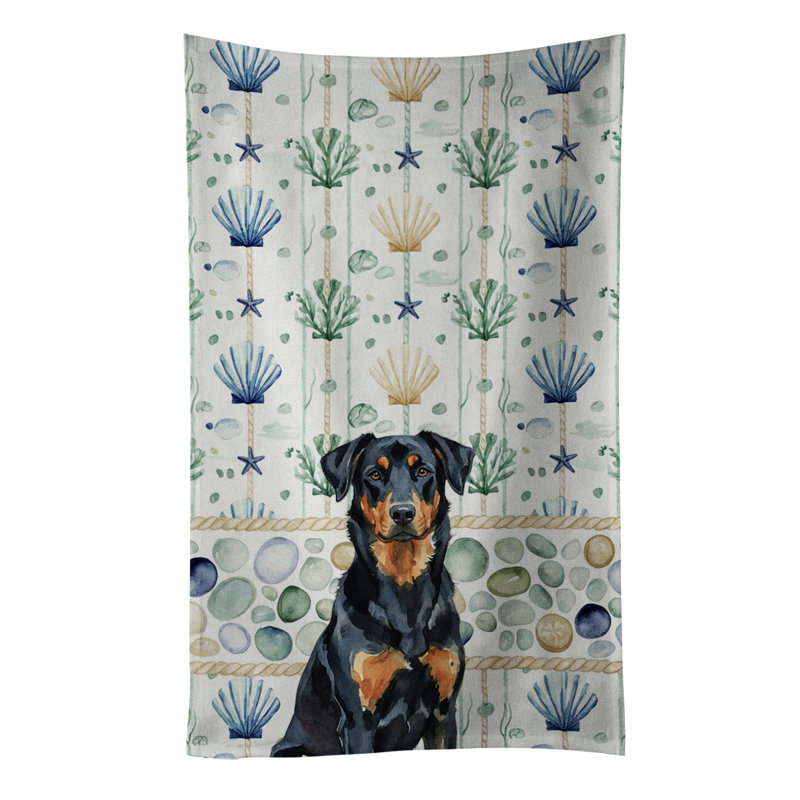 Serviette de cuisine blanche en verre de mer à épagneul tibétain blanc, Beauceron