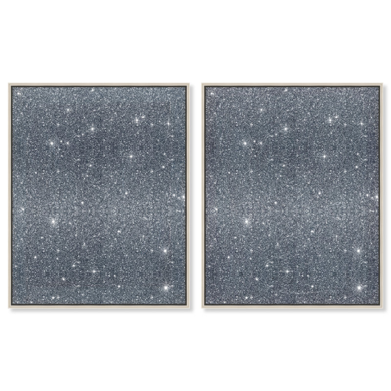 Deep Blue Set Canvas Abstract Print by Oliver Gal, Black Frame, 16 x 20, 21"H x 25"W, Silver Floater Frame