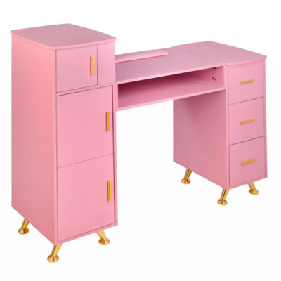 Meuble-lavabo avec tiroirs de rangement Table de manucure avec coussin de repose-poignet pour salon de beauté spa