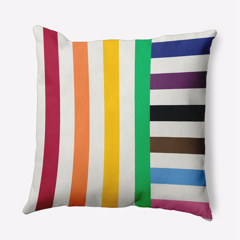Coussin décoratif rayé en polyester pour l'intérieur et l'extérieur, 20 po x 20 po, Carré