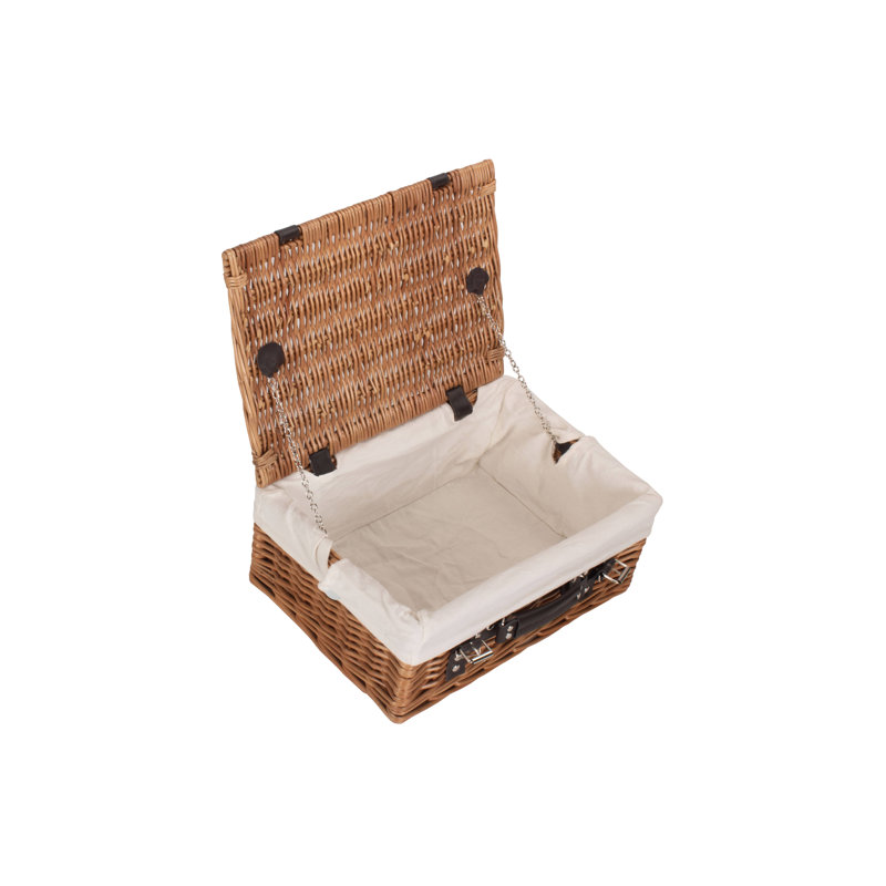 Wicker Basket with Lining, Double Steamed Hamper/White Lining, 15cm H x 36cm W x 26cm D