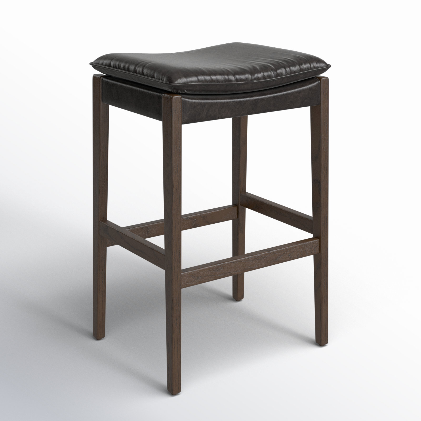 Caricia Bar Stool, Bar Stool (30.71" Seat Height), Genuine Leather Sonoma Black