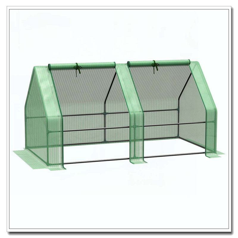 Outsunny 6' x 3' x 3' Portable Mini Greenhouse Outdoor Garden with Large Zipper Doors and Water/UV PE Cover, Green, Green