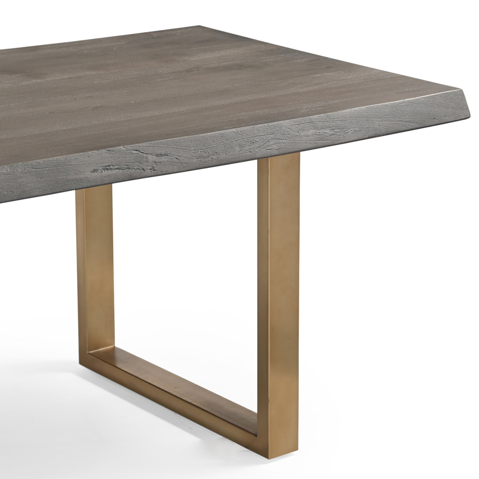 Colin Acacia Dining Table, 29.75"H x 116"L x 40"W, Sandblasted Gray, Brass