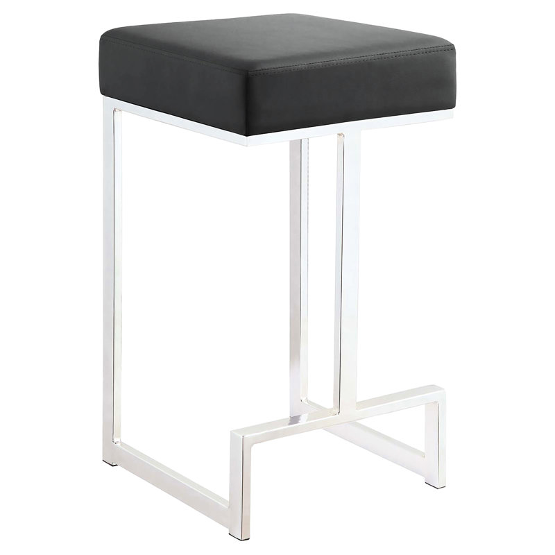 Élégant tabouret gris à hauteur de comptoir avec rembourrage en mousse et revêtement de bar